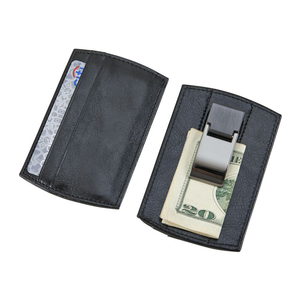 Black Leatherette Money Clip & Card Holder-0