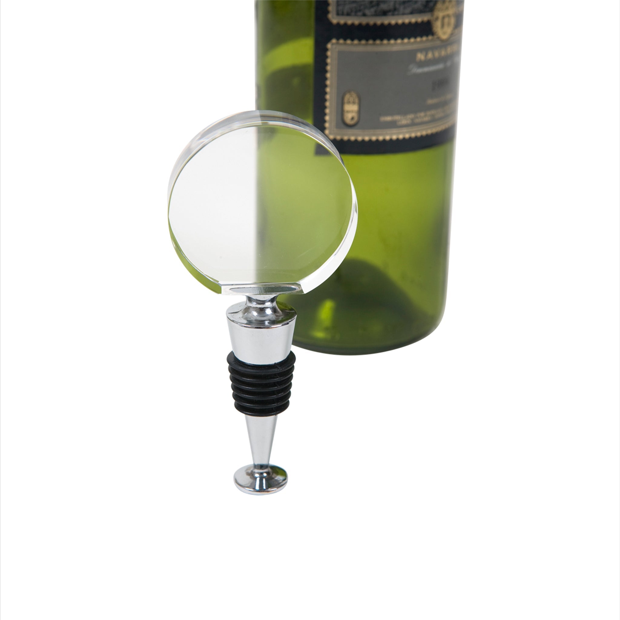 Round Optic Crystal Wine Bottle Stopper-2