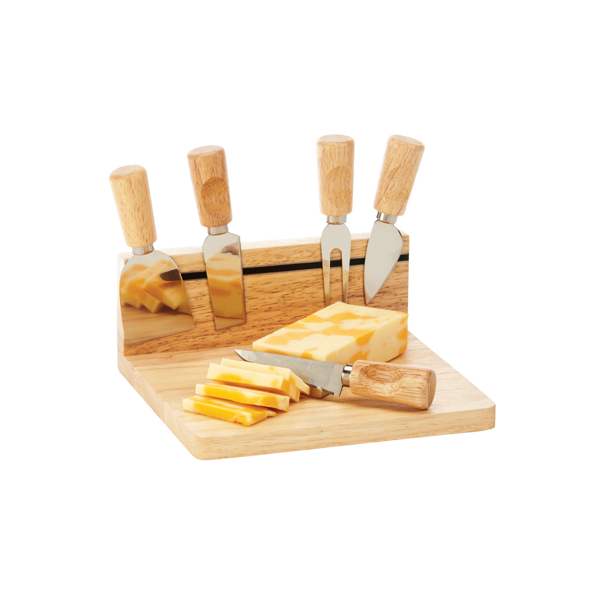 Rubberwood Magnetic Cheese Board Set with 5 Tools-1