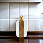 White Marble and Acacia Wood Center Handled Board-3