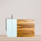 White Marble and Acacia Wood Board with Slicer-4