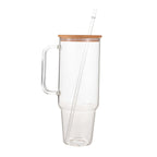 Glass 40 oz. Tumbler with Bamboo Lid, Handle & Straw - Clear-1