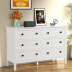 Modern White 6-Drawer Dresser with Metal Handles-1