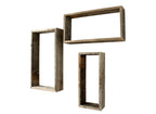 Set of Three Gray Wood Hanging Dimensional Sculpture-1