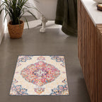2' X 4' Blue and Beige Medallion Area Rug-5