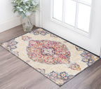 2' X 4' Blue and Beige Medallion Area Rug-1