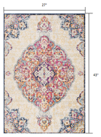 2' X 4' Blue and Beige Medallion Area Rug-7