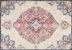 2' X 4' Blue and Beige Medallion Area Rug-0