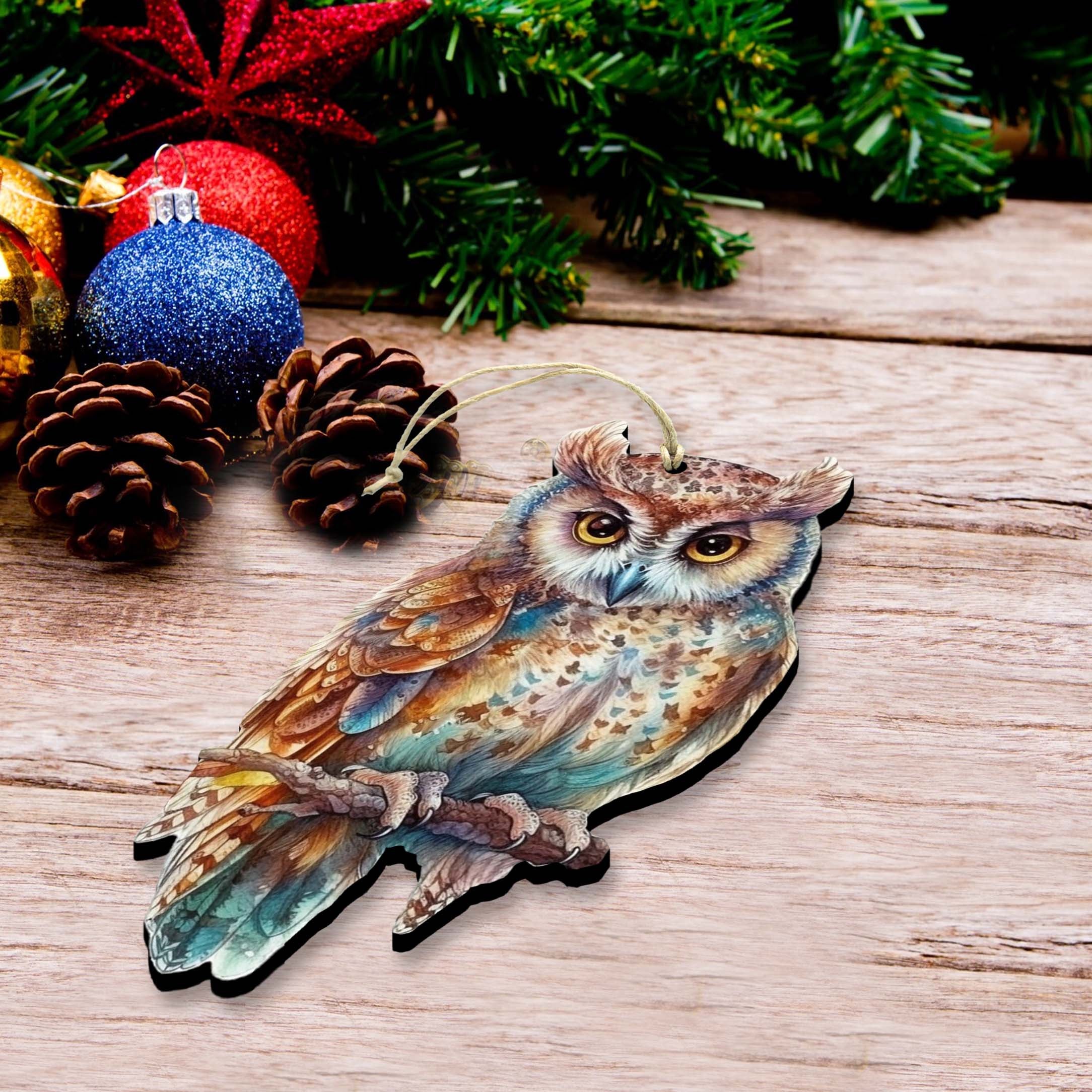 Night Owls Decorative Wooden Ornaments of 3 by G. Debrekht - Wildlife Decor - 8091004-S3-3