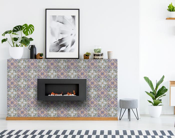 4" X 4" Muted Pastel Scroll Peel And Stick Tiles-4