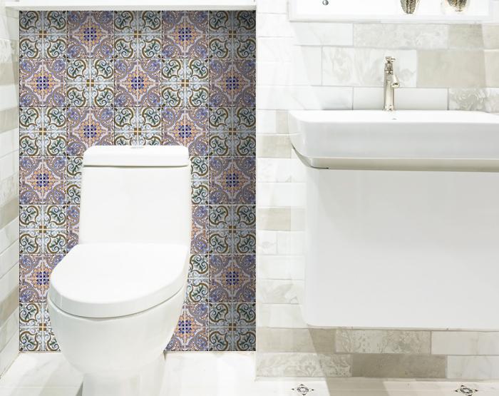 4" X 4" Muted Pastel Scroll Peel And Stick Tiles-6