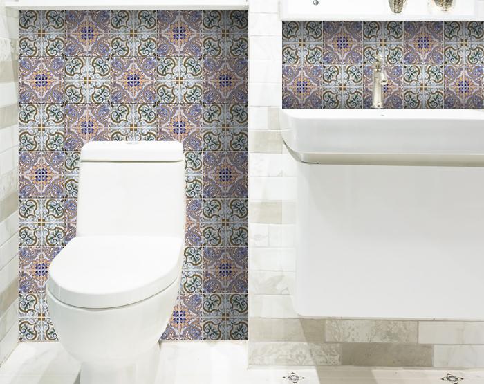 4" X 4" Muted Pastel Scroll Peel And Stick Tiles-7