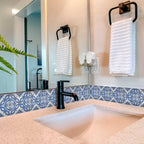 7" X 7" Blue and White Valencia Peel And Stick Tiles-2