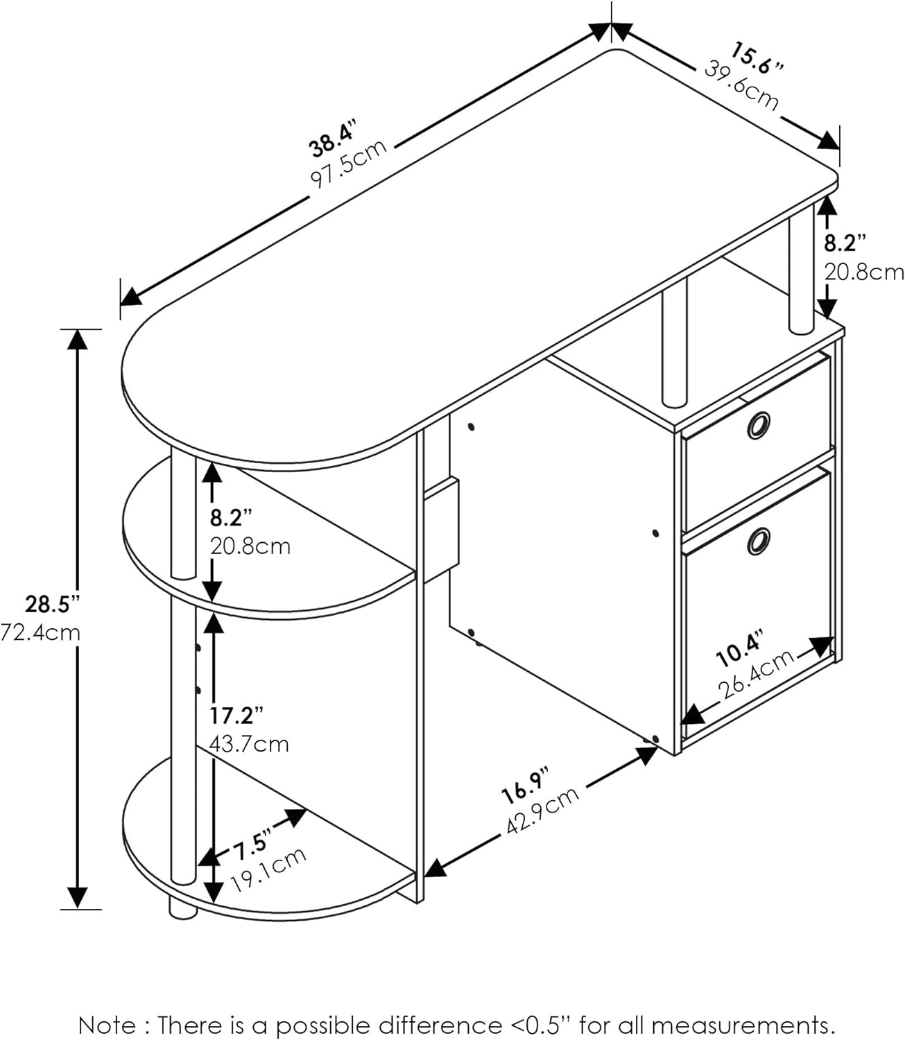 Jaya Computer Study Desk with Bin, Brown-2