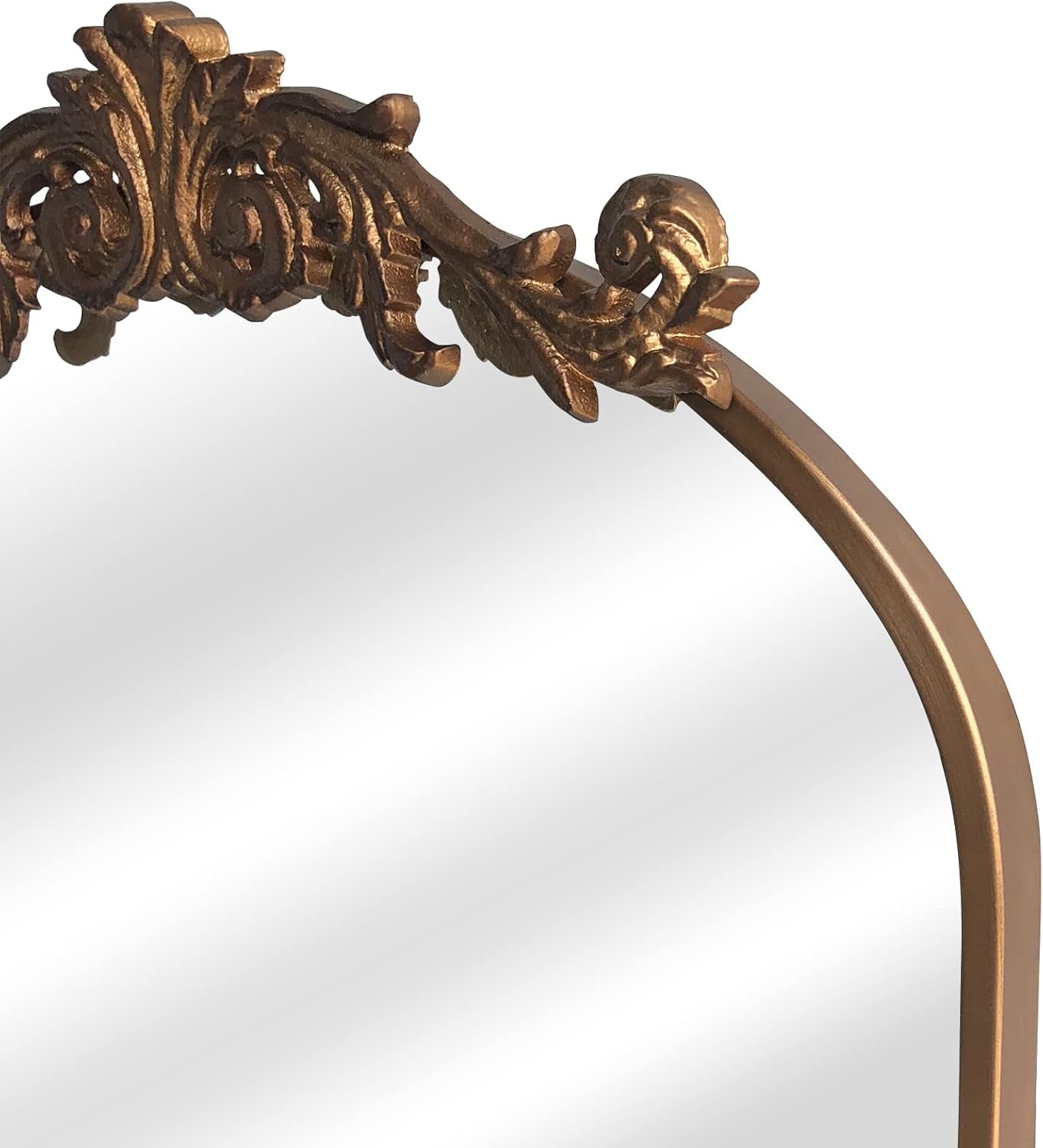 Antique Mirror,Gold Traditional Vintage Ornate Baroque Arched Brass Wall Mounted Mirrors for Entryway/Fireplace/Living Room/Hallway/Bathroom 19"X27"-4