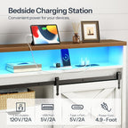 Farmhouse Queen Headboard with Storage and Charging Station-3