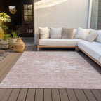 10' X 14' Pink Blush And Ivory Abstract Washable Indoor Outdoor Area Rug-6