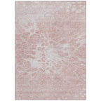 10' X 14' Pink Blush And Ivory Abstract Washable Indoor Outdoor Area Rug-5