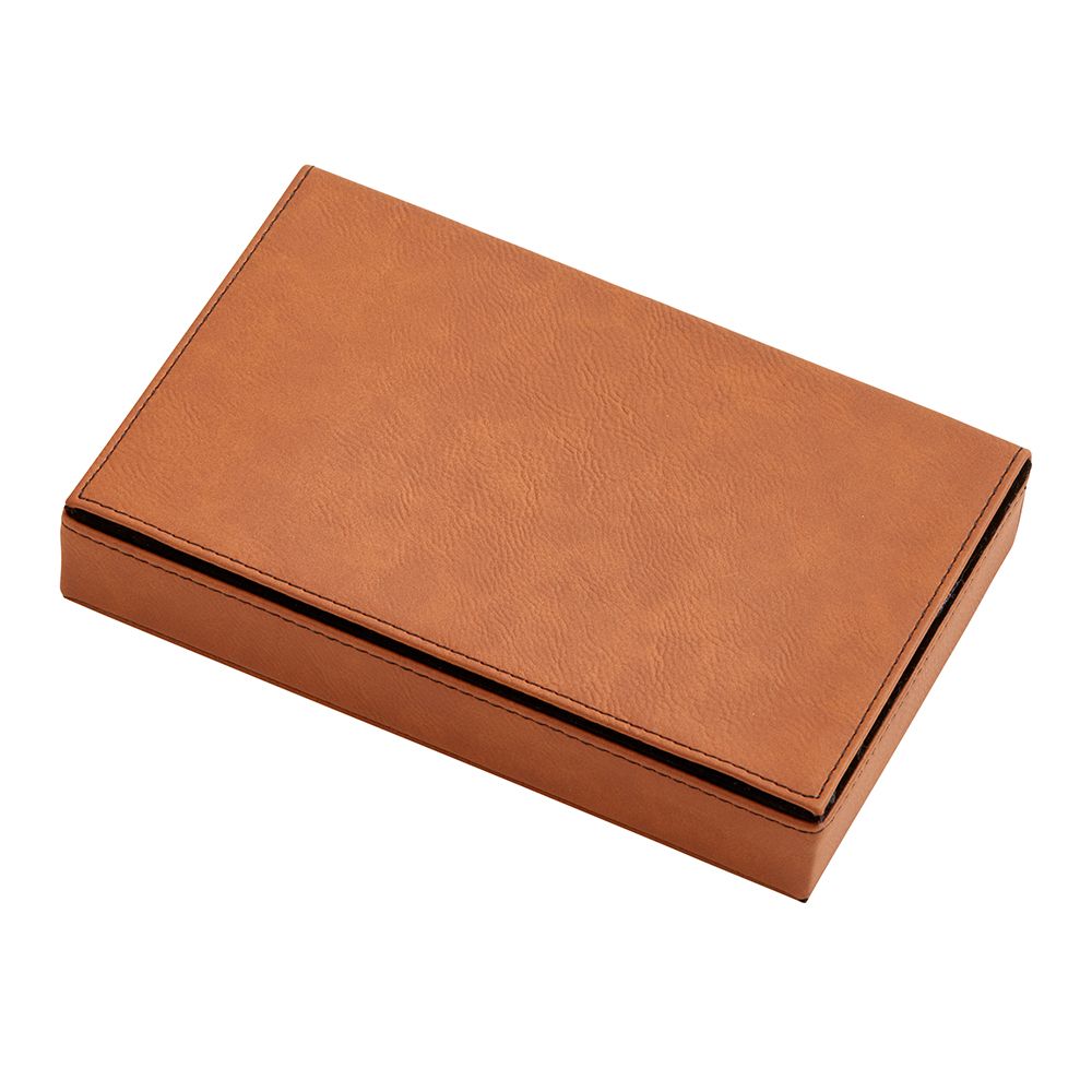 Leatherette 2 Card Deck Set, Caramel 5" X 7.75"-1