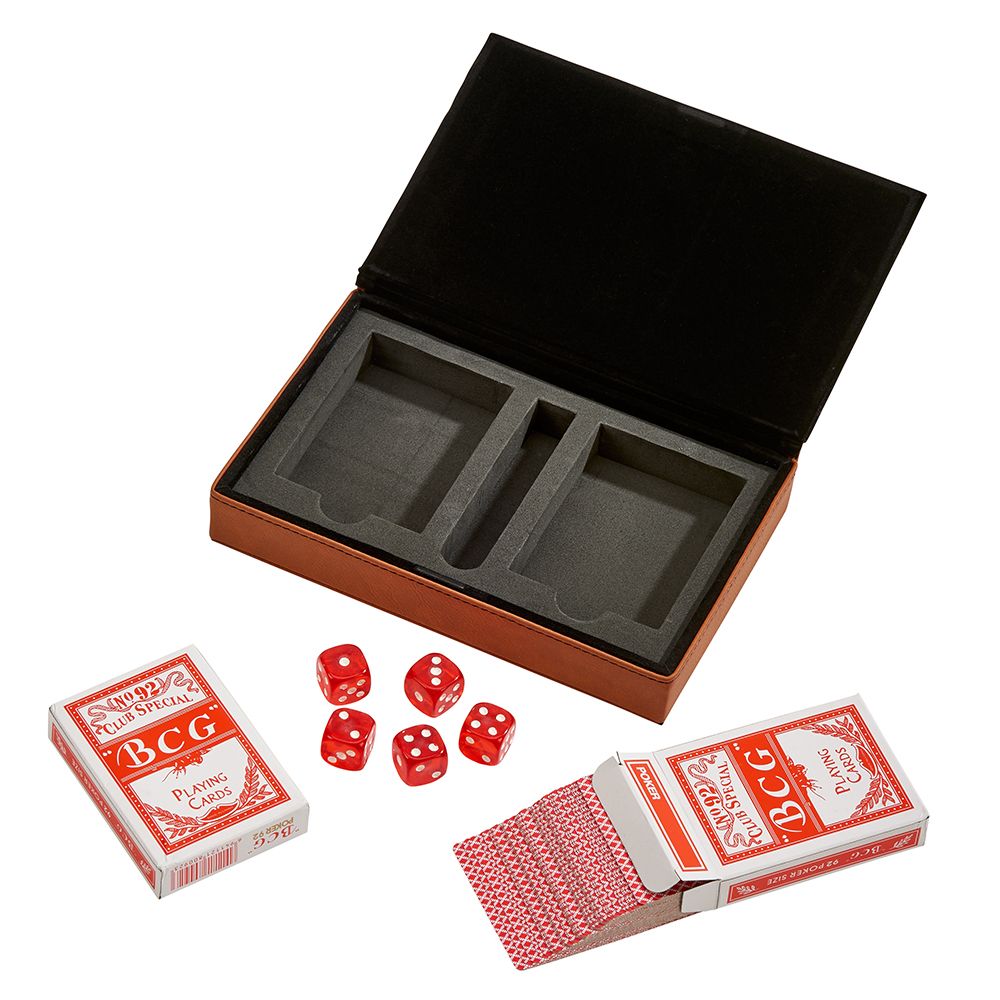 Leatherette 2 Card Deck Set, Caramel 5" X 7.75"-3