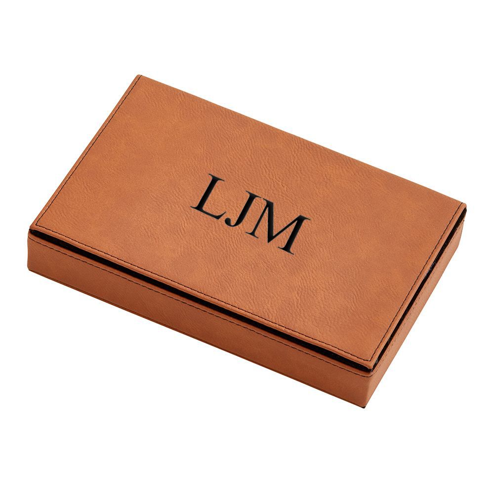 Leatherette 2 Card Deck Set, Caramel 5" X 7.75"-2