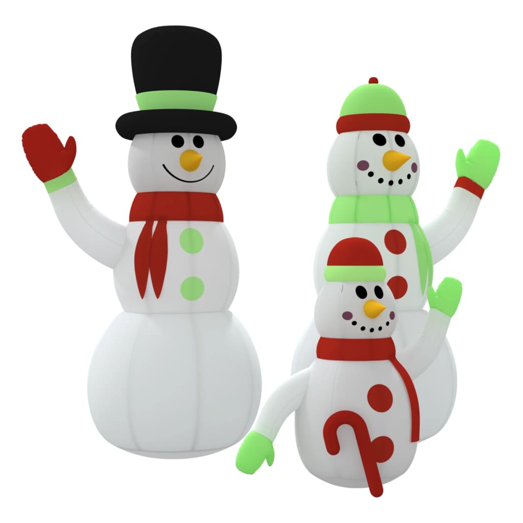 vidaXL Christmas Decoration Inflatable Snowman Family with LEDs Xmas Lighting-1
