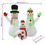 vidaXL Christmas Decoration Inflatable Snowman Family with LEDs Xmas Lighting-2