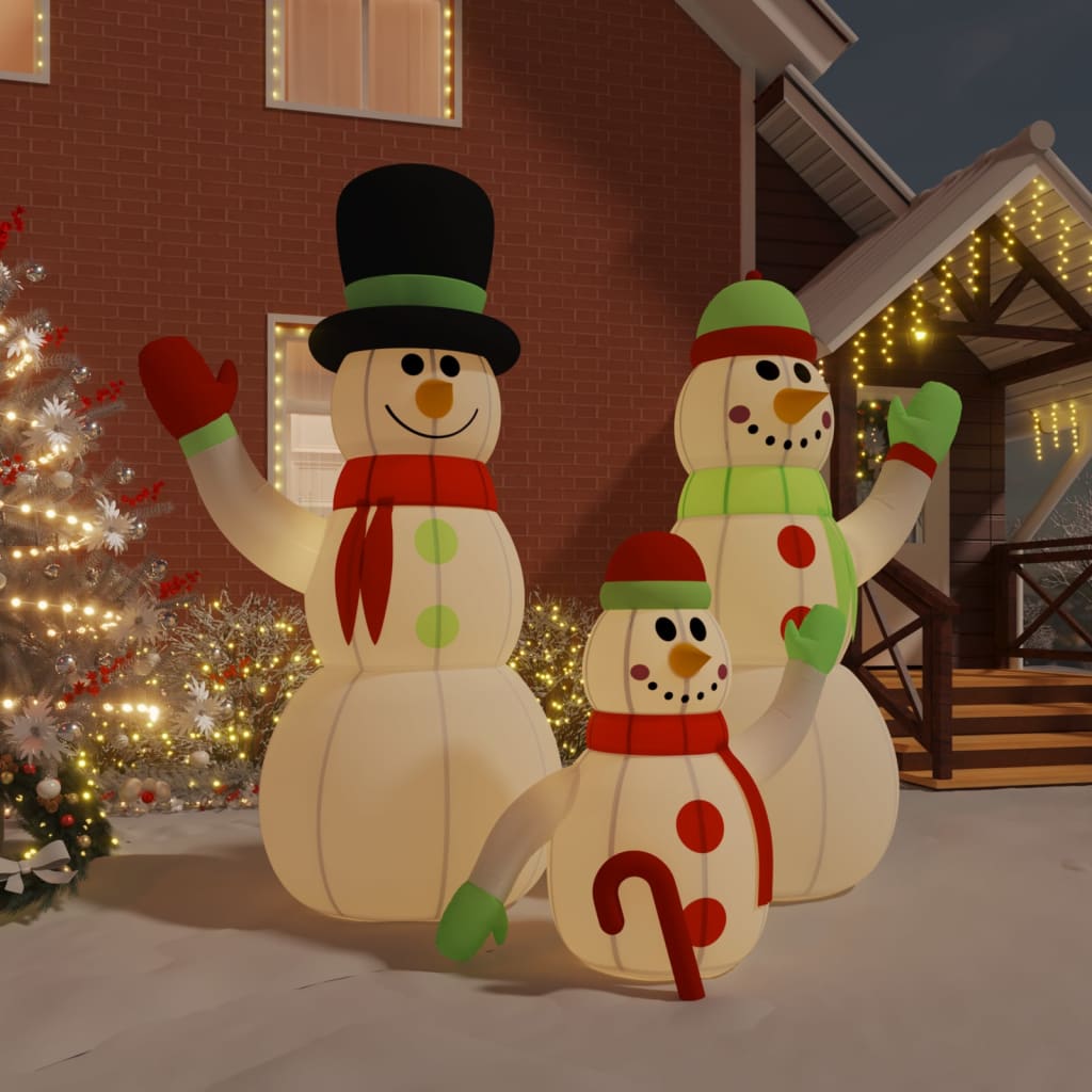 vidaXL Christmas Decoration Inflatable Snowman Family with LEDs Xmas Lighting-4