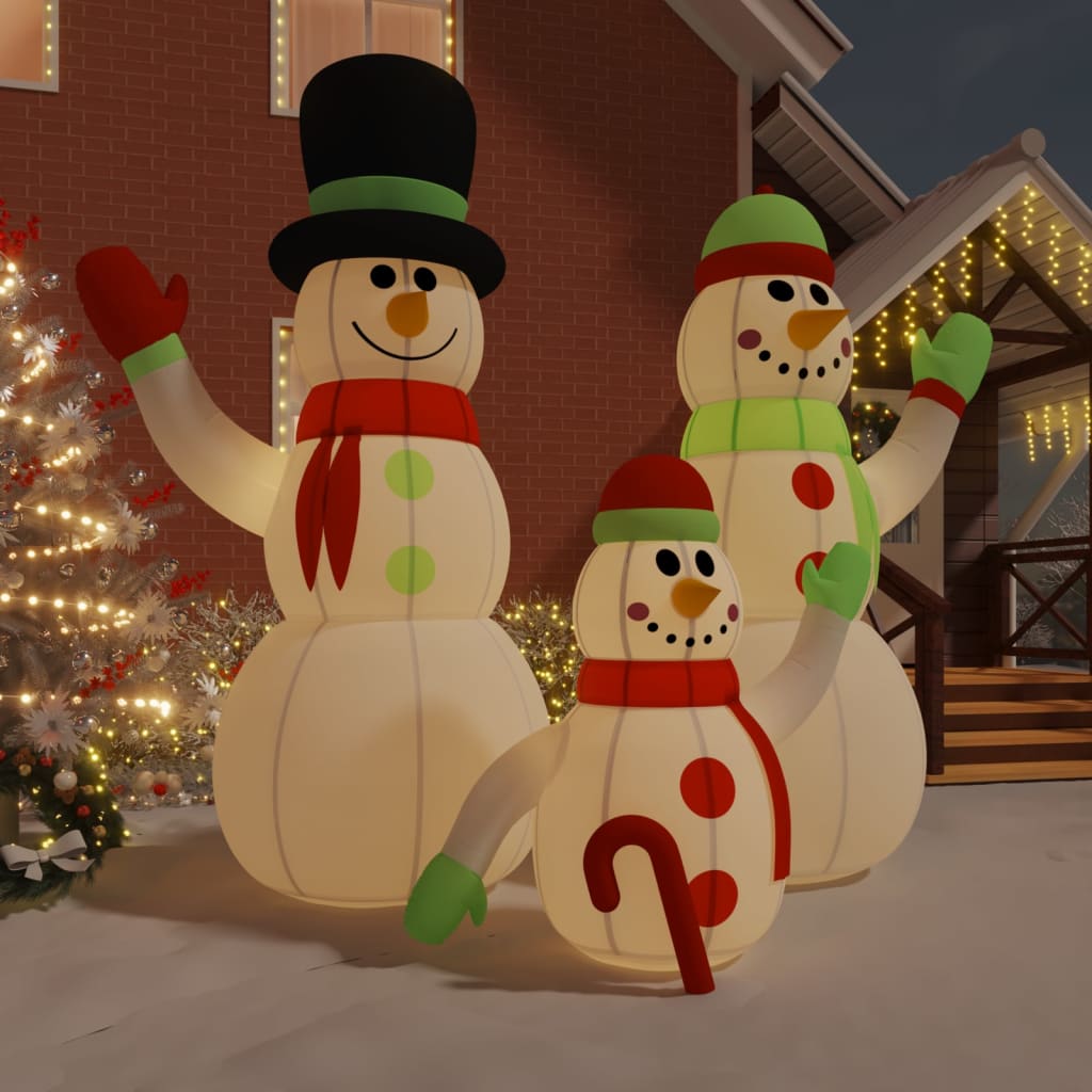 vidaXL Christmas Decoration Inflatable Snowman Family with LEDs Xmas Lighting-6