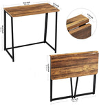 Folding Computer Desk, Small Writing Desk 31.5", Space-Saving Foldable Laptop Table Writing Workstation for Home Office, Easy Assembly, Rustic Walnut-2