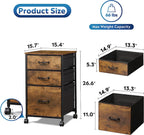 Rolling File Cabinet with 3 Drawers, Rustic Brown-2