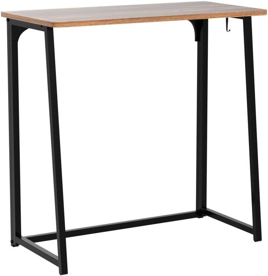 Folding Computer Desk, Small Writing Desk 31.5", Space-Saving Foldable Laptop Table Writing Workstation for Home Office, Easy Assembly, Rustic Walnut-4