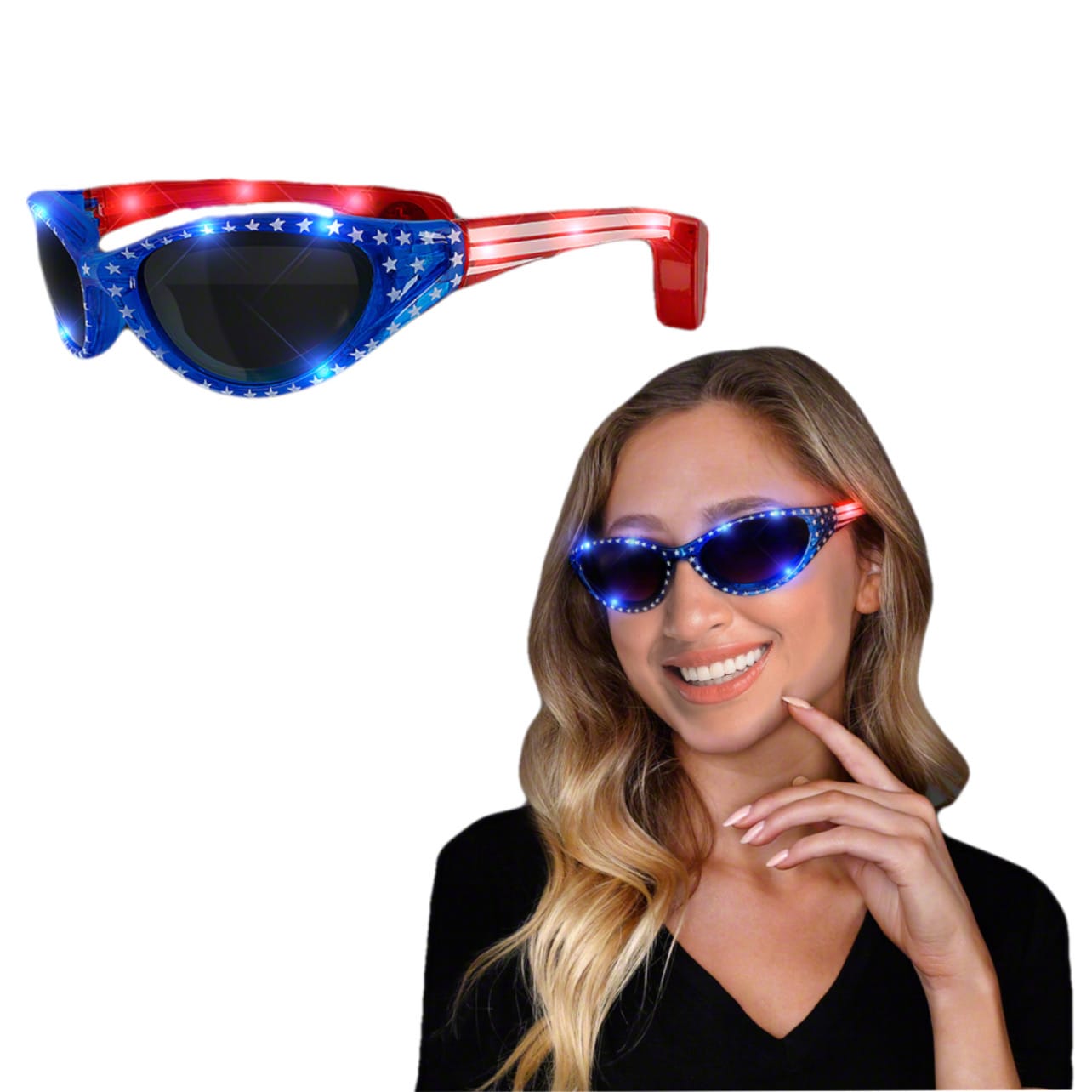 USA Stars and Stripes LED Fourth of July Sunglasses-1