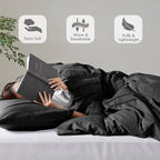King size Pre-Washed Pleated Microfiber Comforter Set in Black-3
