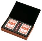 Leatherette 2 Card Deck Set, Caramel 5" X 7.75"-0