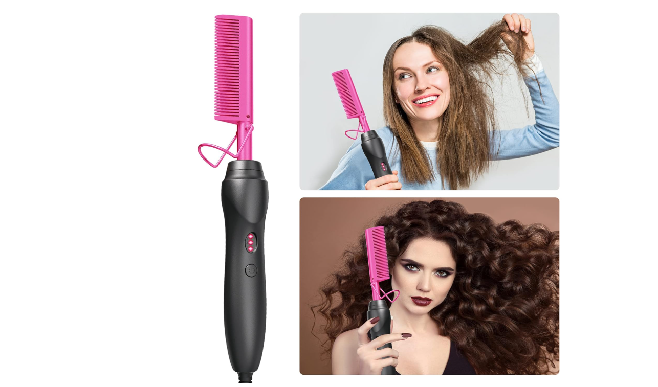 Hot Comb Hair Straightener Heat Pressing Combs - Ceramic Electric Hair