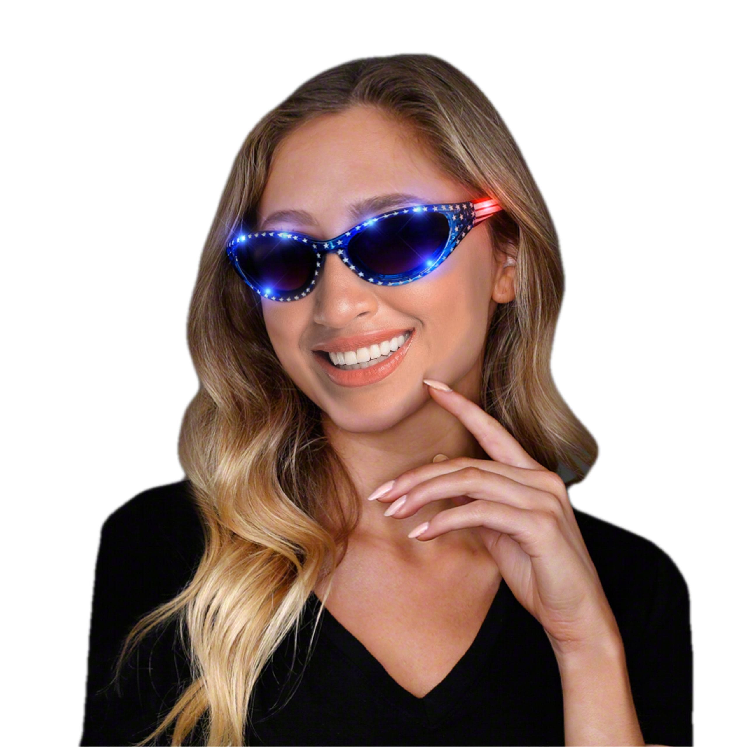 USA Stars and Stripes LED Fourth of July Sunglasses-0