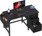 Computer Desk with File Drawers Cabinet, 47 Inch Home Office Desks with Filing Cabinet for Small Space, Gaming Study Writing Table PC Desks, Black-0