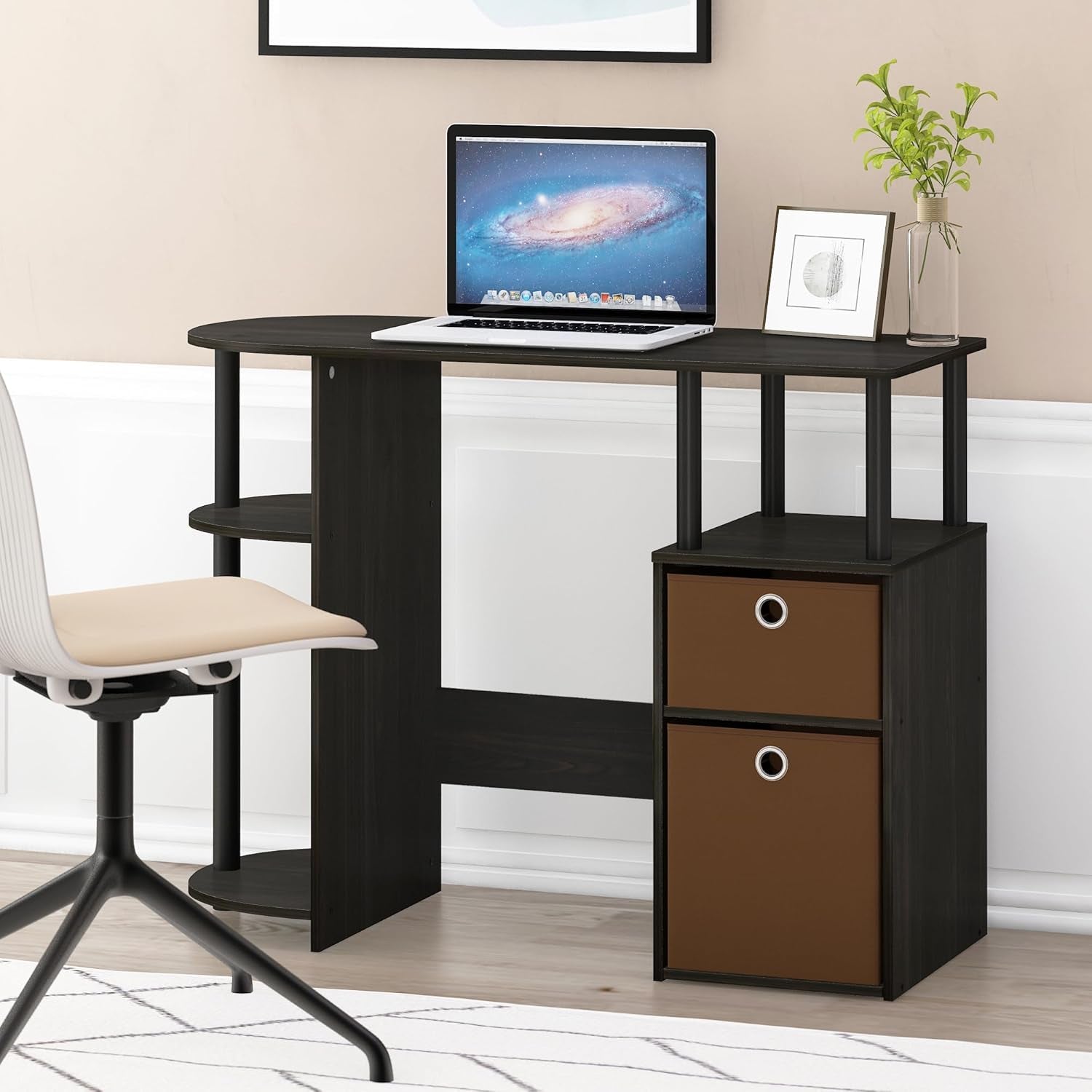 Jaya Computer Study Desk with Bin, Brown-1