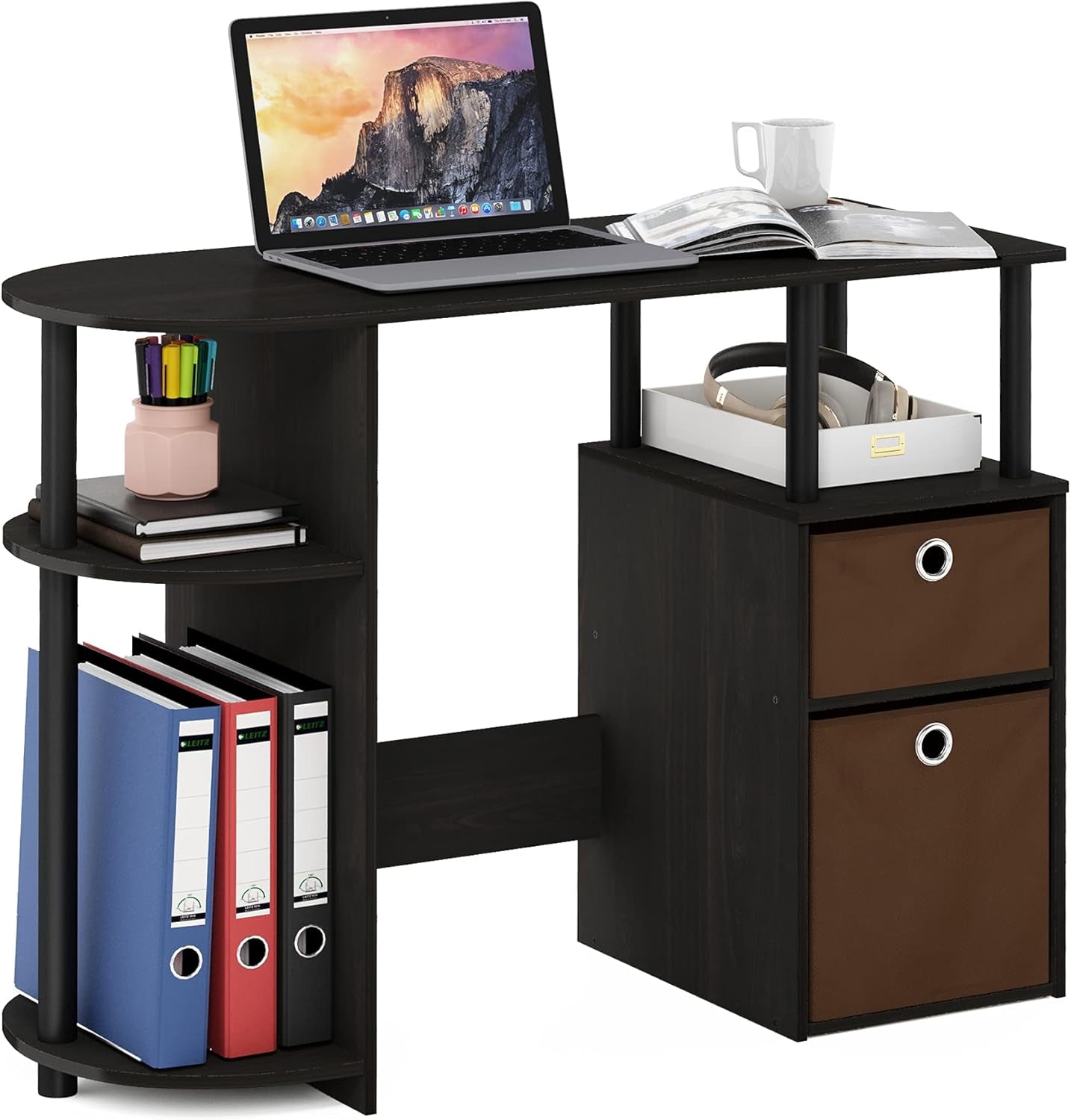 Jaya Computer Study Desk with Bin, Brown-3