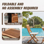 Outdoor 3 Piece Folding Patio Bistro Set Acacia Wood Bistro Table and Chairs Set of 2 for Garden Poolside Backyard Balcony Porch Deck-3