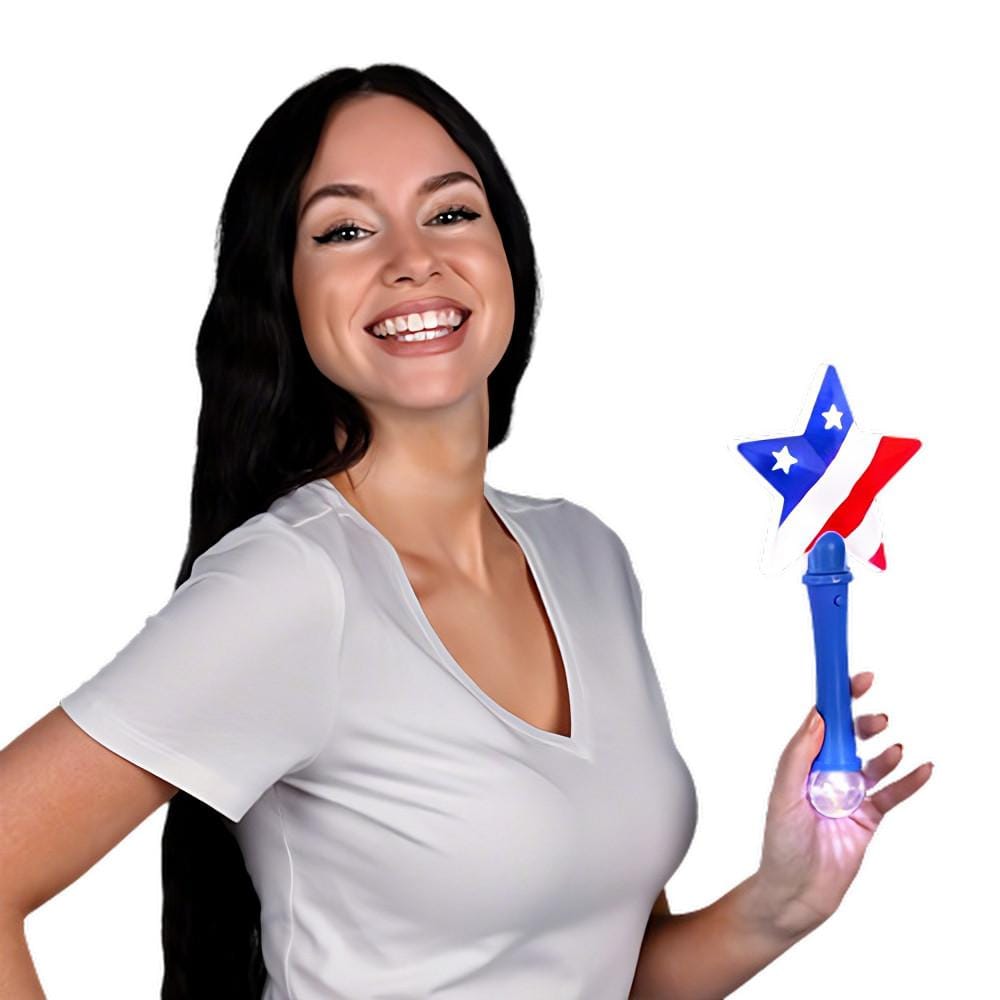 Light Up Patriotic US Flag Prism Wand Fourth of July-1