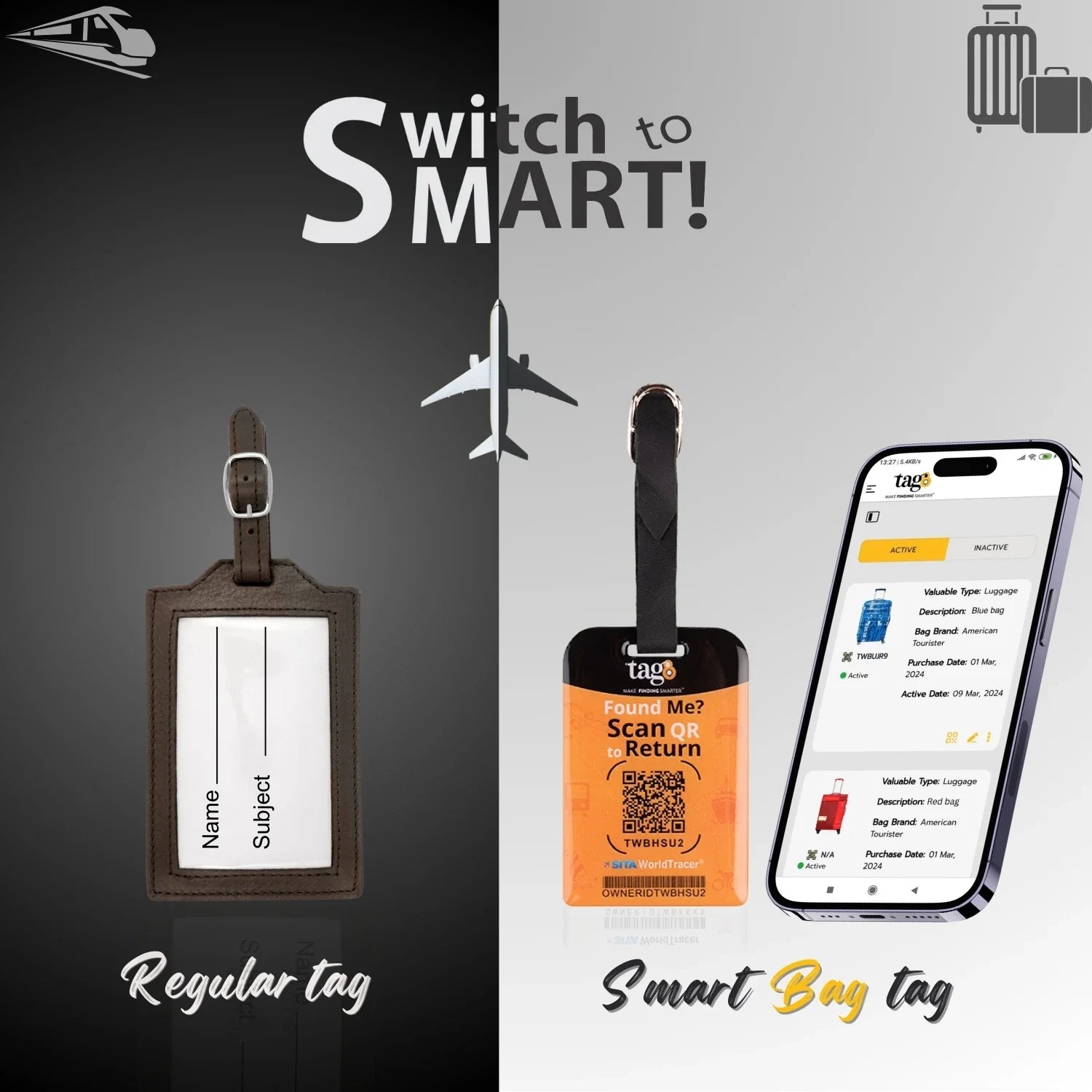 Smart Bag Security Tag - USA Flag [Pack 2]-1